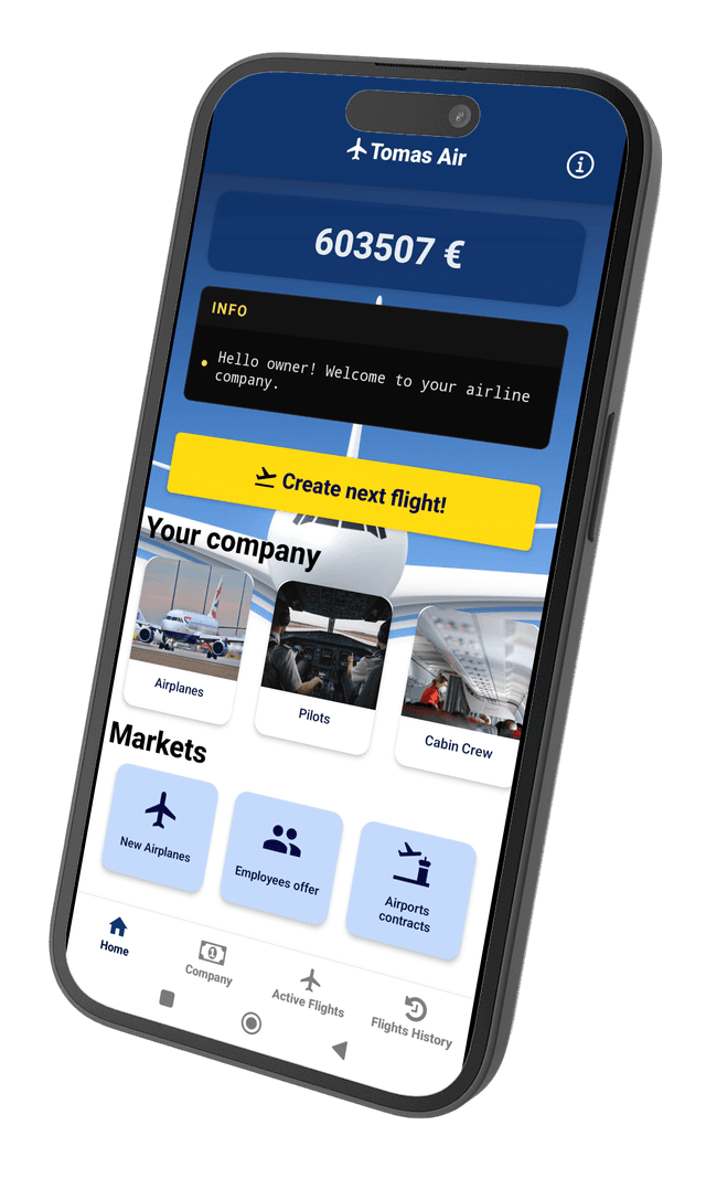 Main menu of Fly with me game